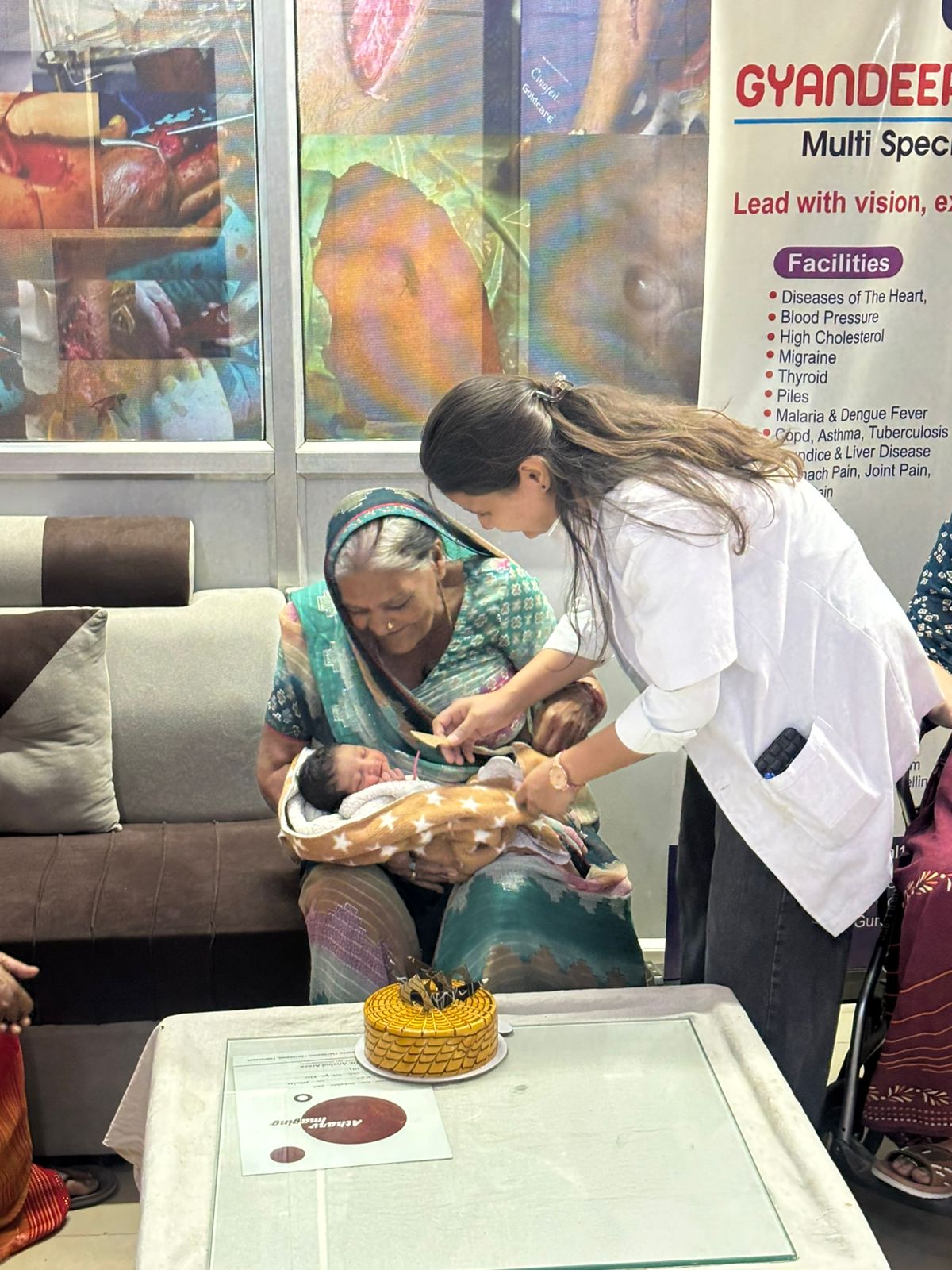 Doctor examining newborn baby at hospital